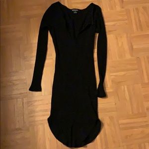 Long sleeve deep v-neck dress